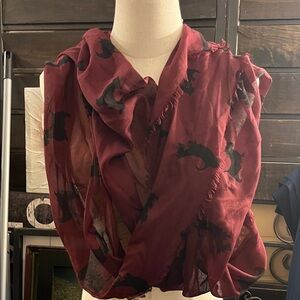 Bass Maroon Scarf with Dark Patterns